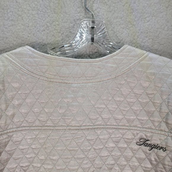 Vintage Tangiers Ivory Satin Shiny Quilted Puffer Unique Street Cropped Sweater - Picture 2 of 16